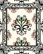Ornate Black Green Brown Floral Rug