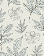 Botanical Line Art Floral Pattern Rug