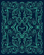 Ornate Teal Symmetry Design Rug