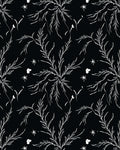 Dark White Botanical Swirl Accents Rug