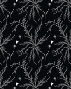 Dark White Botanical Swirl Accents Rug