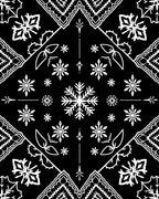 Black White Snowflake Mandala Tapestry Rug
