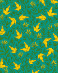 Yellow Birds And Green Leaves Pattern Rug