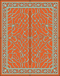 Orange Cyan Vine Mandala Rug