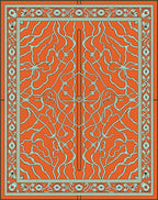 Orange Cyan Vine Mandala Rug