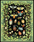 Whimsical Garden Insects Foliage Design Rug