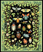 Whimsical Garden Insects Foliage Design Rug