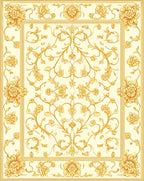 Ornate Gold Floral Vintage Design Rug