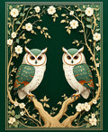 Emerald Whimsical Owl Floral Art Rug