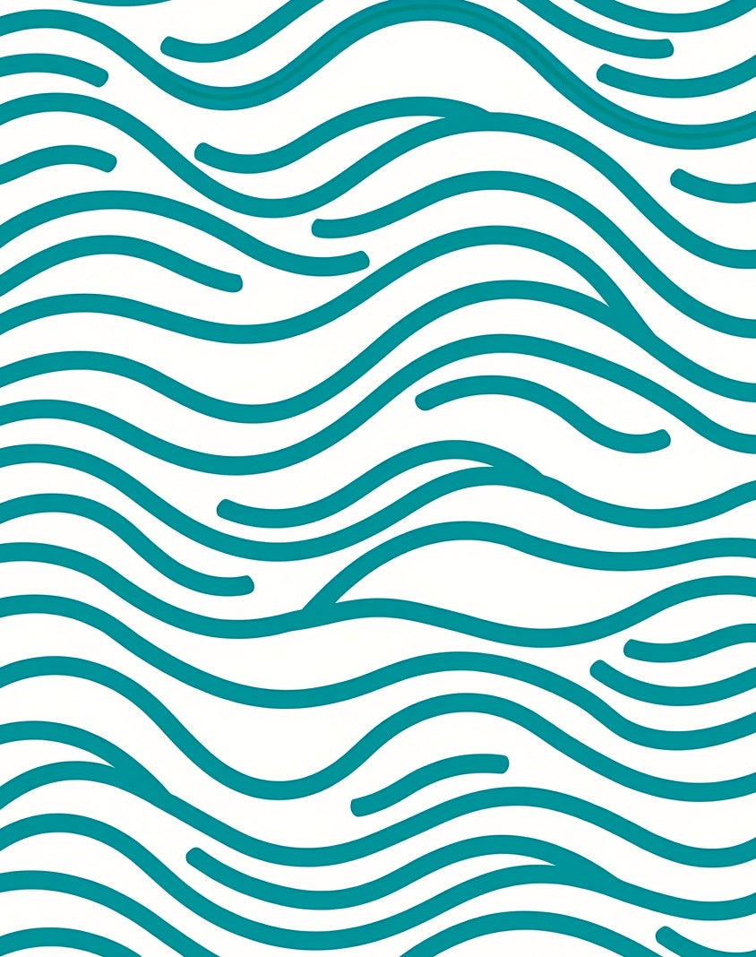 Teal Organic Flowing Waves Rug