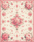 Vintage Pink Floral Garden Pattern Rug