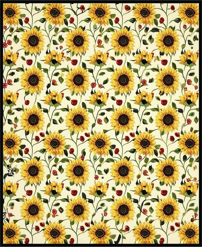 Golden Sunflower Vine Botanical Design Rug