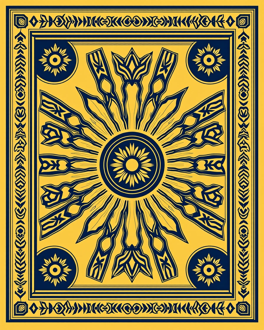 Radiant Sunburst Geometric Pattern Rug