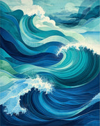 Teal Layered Ocean Waves Rug