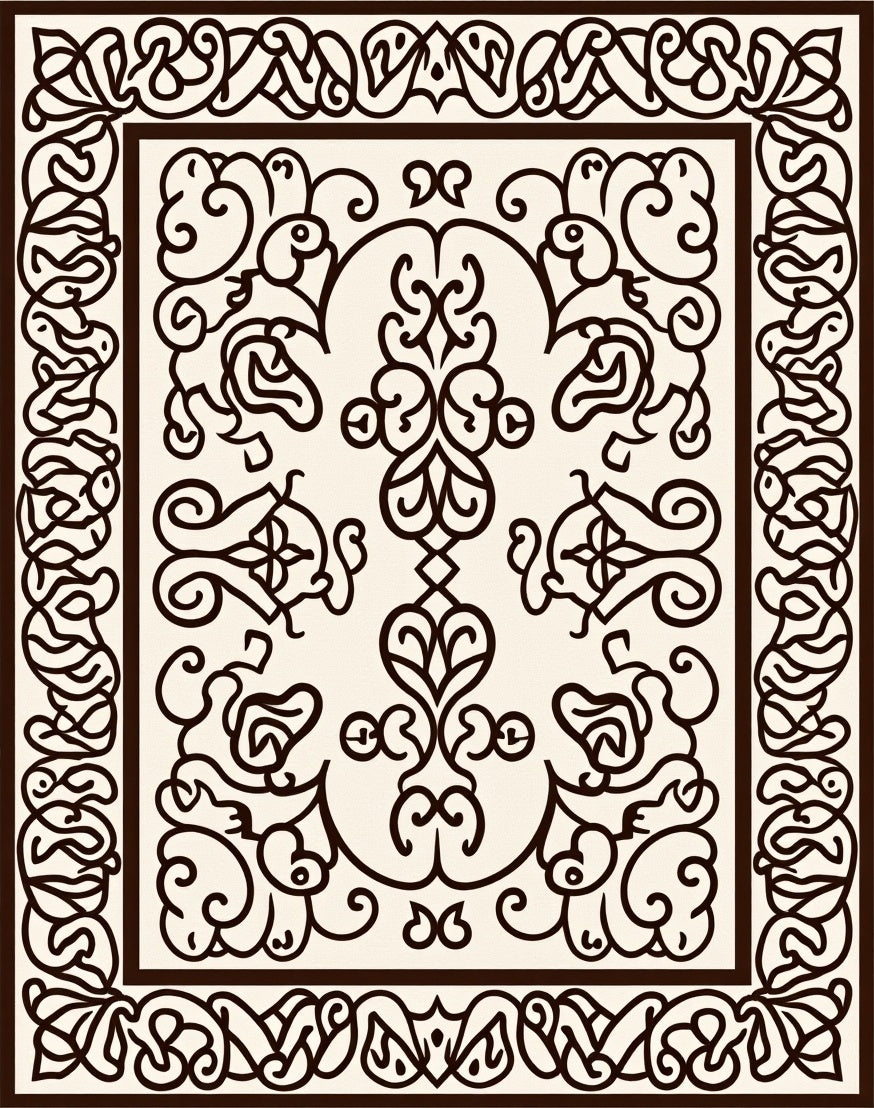 Elegant Classic Scrollwork Floral Pattern Rug