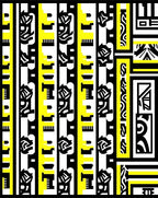 Abstract Black Yellow Stripe Design Rug