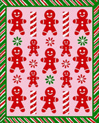 Cheerful Red Gingerbread Man Candy Cane Rug