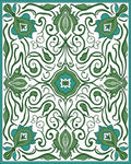 Green Floral Art Nouveau Pattern Rug