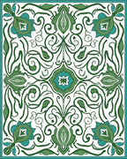 Green Floral Art Nouveau Pattern Rug