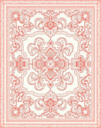 Coral Floral Medallion Pattern Rug