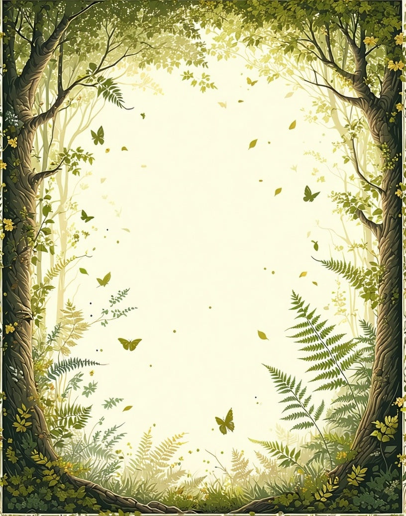 Enchanted Forest Butterflies Ferns Rug