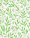 Green Leaf With Pink Flora Pattern Rug