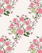 Pink Floral Branch Pattern Rug