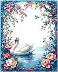 Swan Garden Floral Nature Pattern Rug