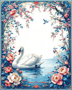 Swan Garden Floral Nature Pattern Rug