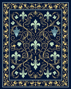 Elegant Floral Swirls With Fleur De Lis Rug