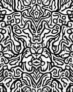 Intricate Abstract Black White Organic Design Rug