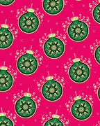 Bright Pink Green Snowflake Ornament Rug