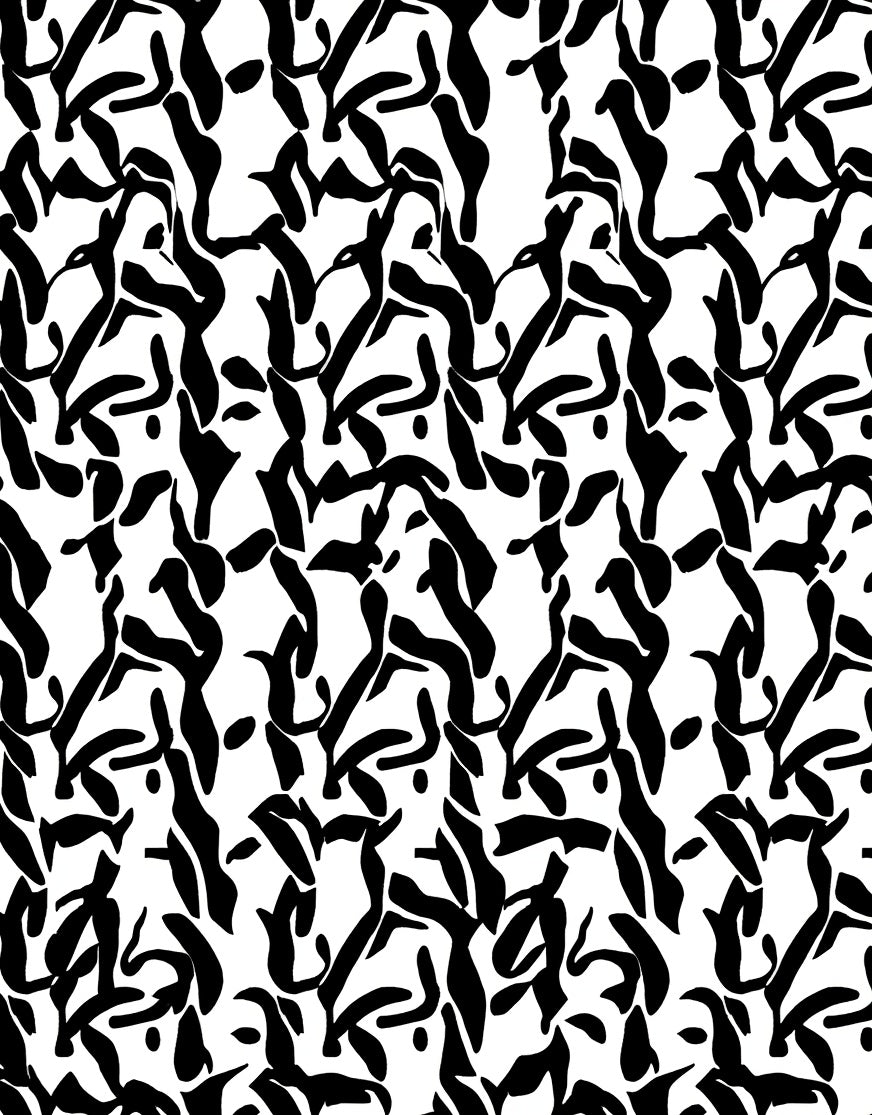 Abstract Black White Organic Waves Rug