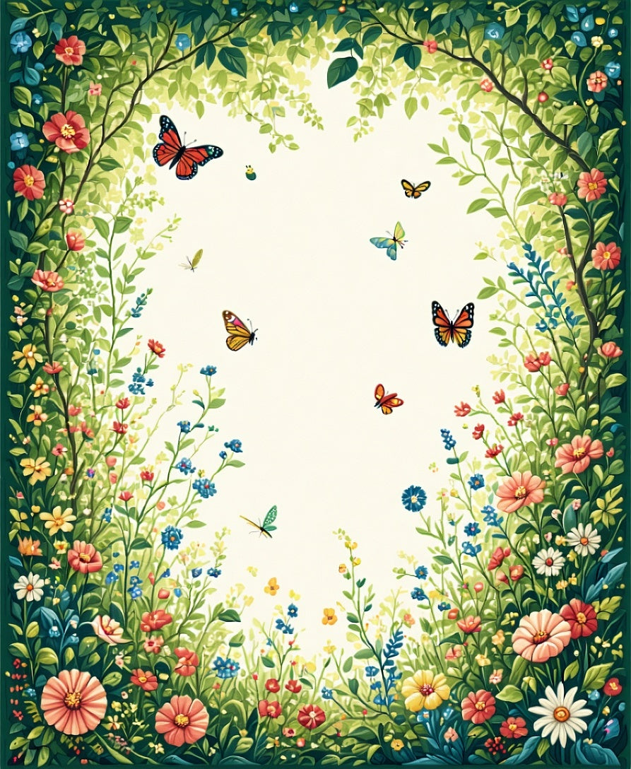 Lush Garden Butterfly Floral Meadow Rug