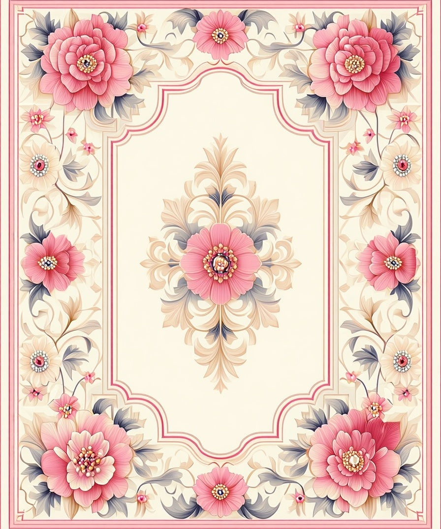 Elegant Floral Scrollwork Pattern Rug