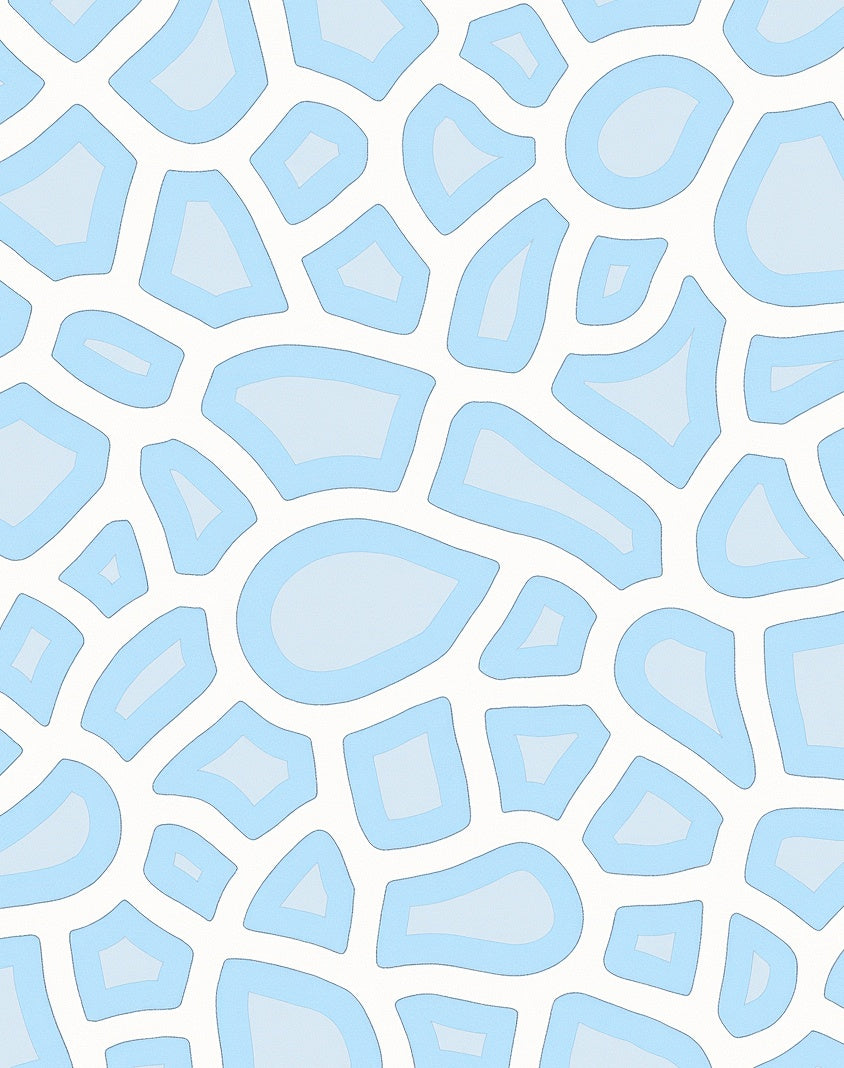 Soft Blue Abstract Organic Shapes Rug