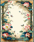 Oriental Lotus Butterflies Scenic Rug