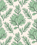 Elegant Green Leaf Floral Pattern Rug