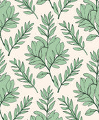 Elegant Green Leaf Floral Pattern Rug