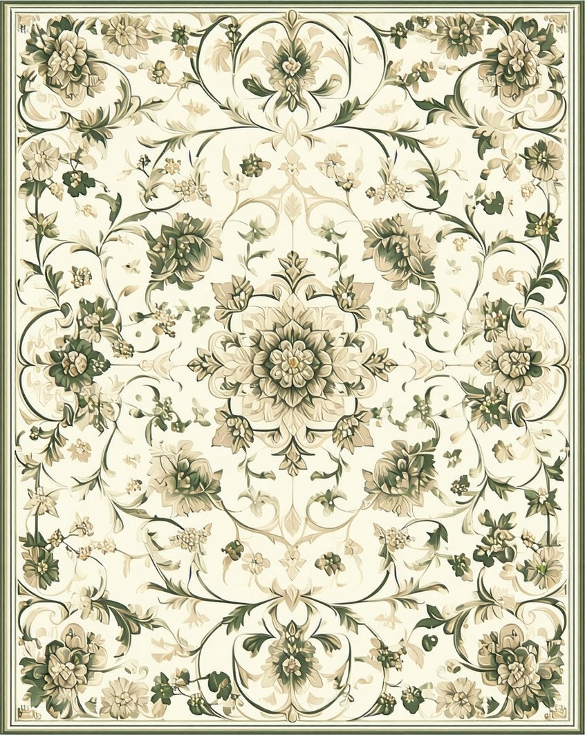 Vintage Floral Accents Swirl Pattern Rug