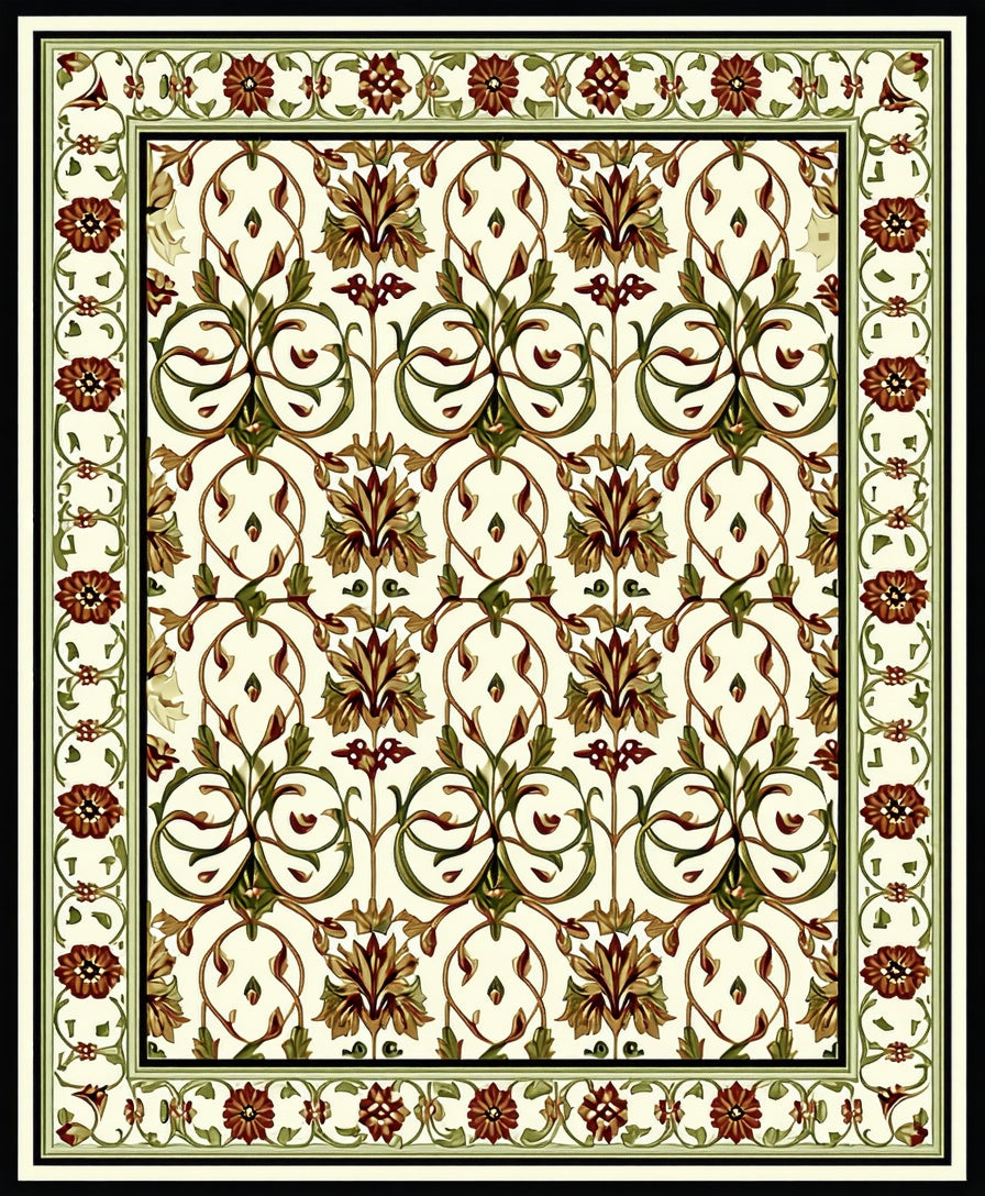 Classic Floral Vine Patterned Rug
