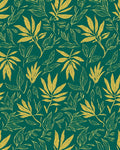 Green Gold Botanical Abstract Rug