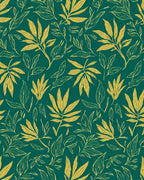 Green Gold Botanical Abstract Rug