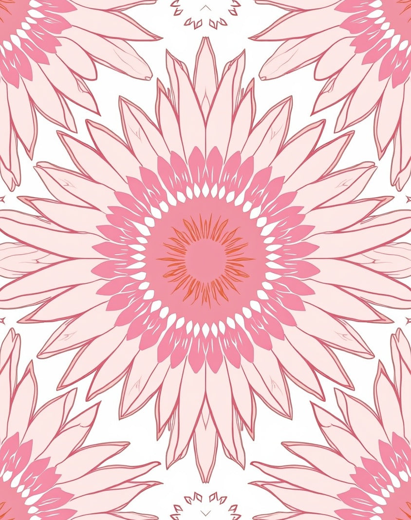 Pink Floral Mandala Pattern Rug