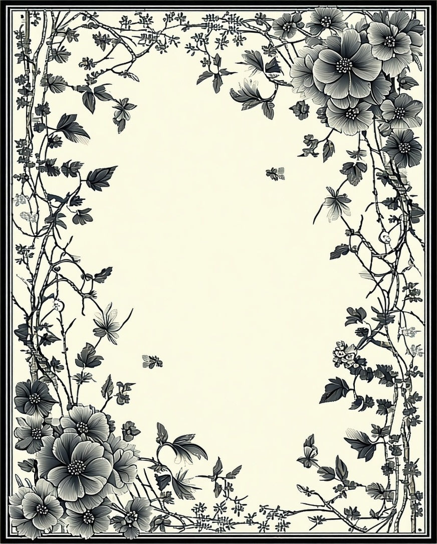 Vintage Floral Branches Nature Pattern Rug