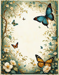 Whimsical Butterfly Floral Garden Design Rug