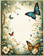 Whimsical Butterfly Floral Garden Design Rug
