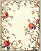 Rose Vine with Floral Border Design Rug