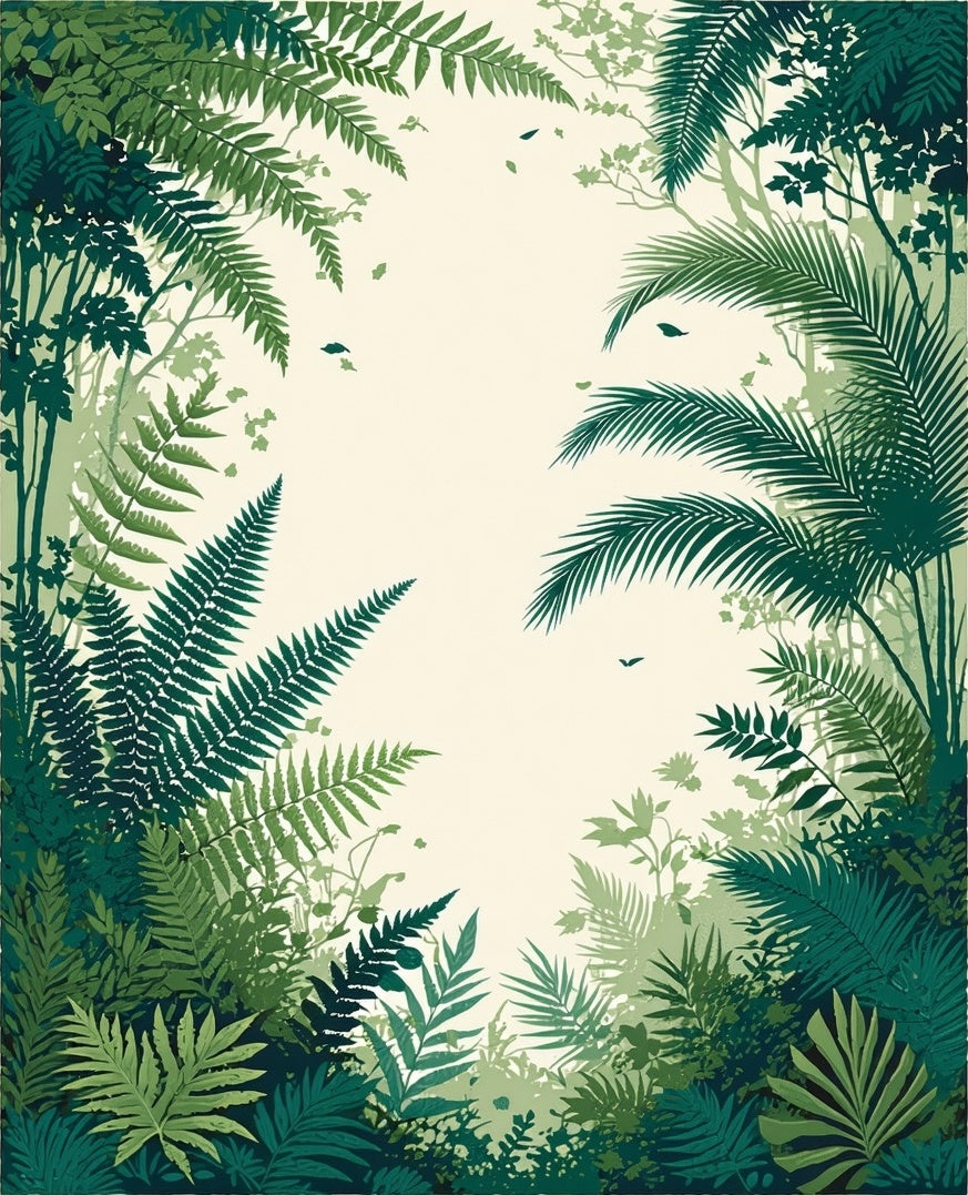 Lush Greenery Tropical Leaf Pattern Rug