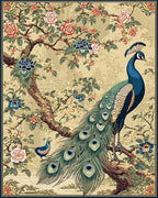 Vibrant Peacock Floral Pattern Rug